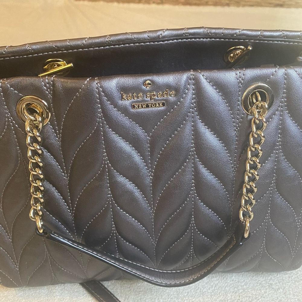 COPY - Kate Spade Silver Quilted Shoulder Bag with Gold hardware
